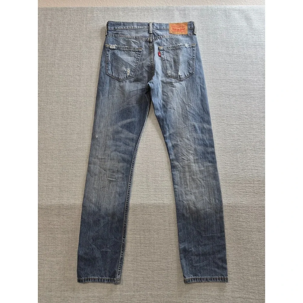 Levi's 522 Jeans Mens 28x32 Blue Denim Distressed Straight Leg Outdoor Wear